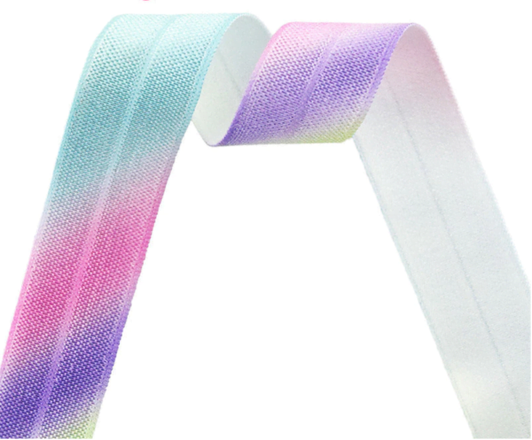 10 yard Pastel Rainbow FOE Fold Over Elastic 15mm 5