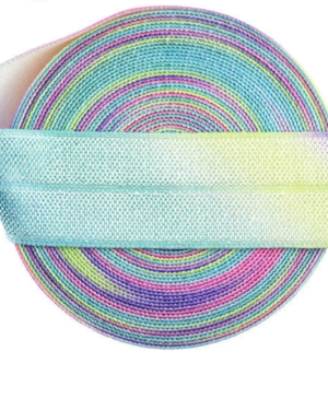 10 yard Pastel Rainbow FOE Fold Over Elastic 15mm
