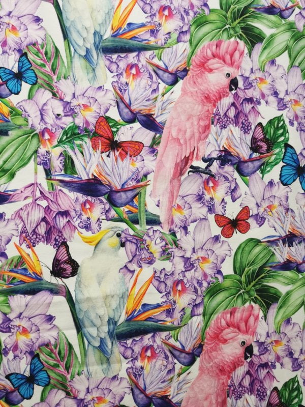 Tropical Bird Cotton Lycra French Terry £16.50 pm 7