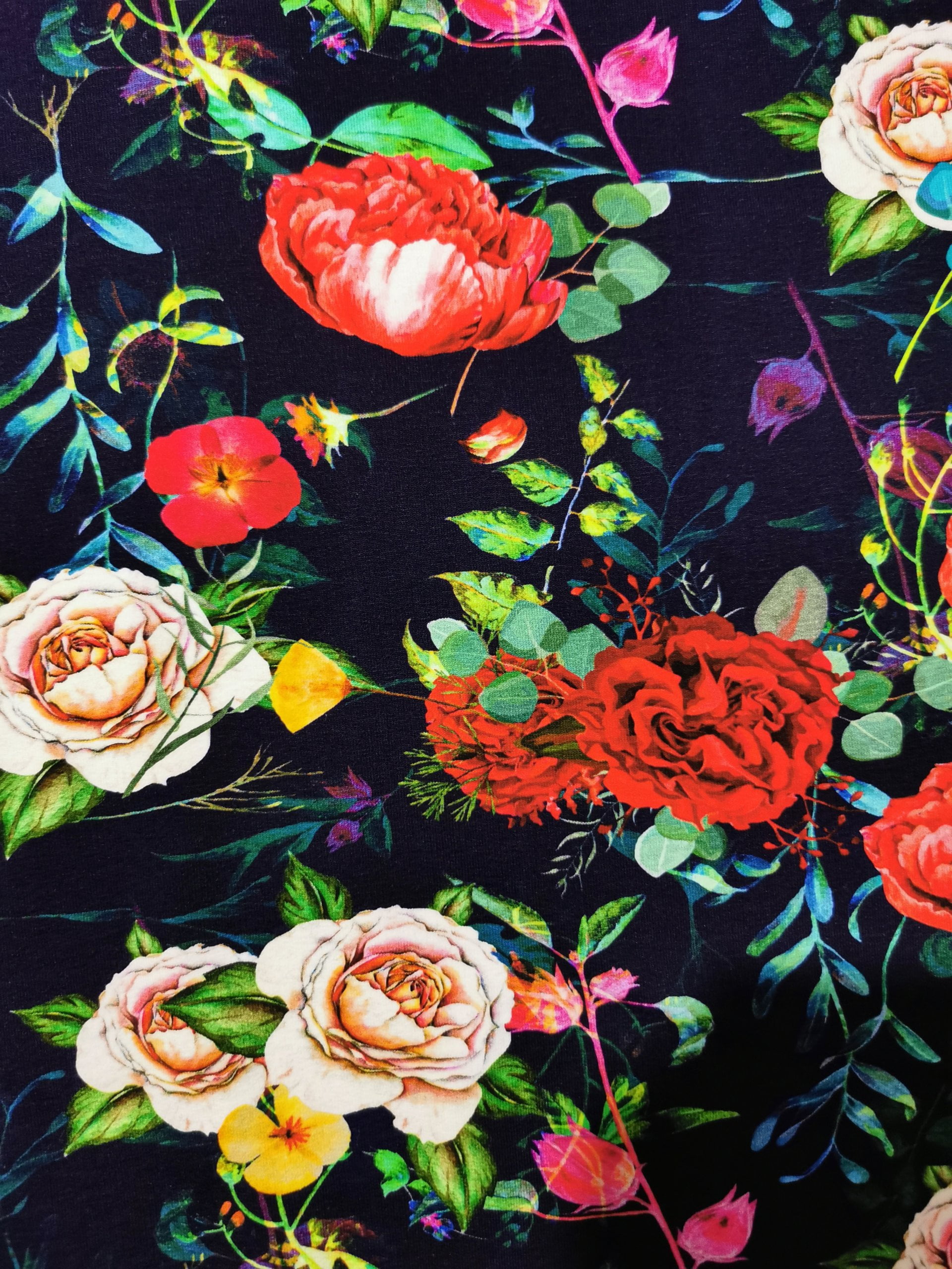 Rose Floral French Terry £16.50 pm - UK Stretch Fabrics