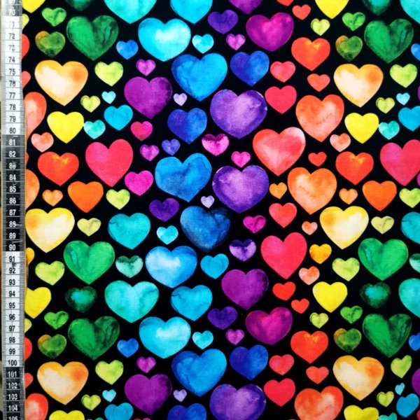 Black Rainbow Hearts French Terry £17 pm 6