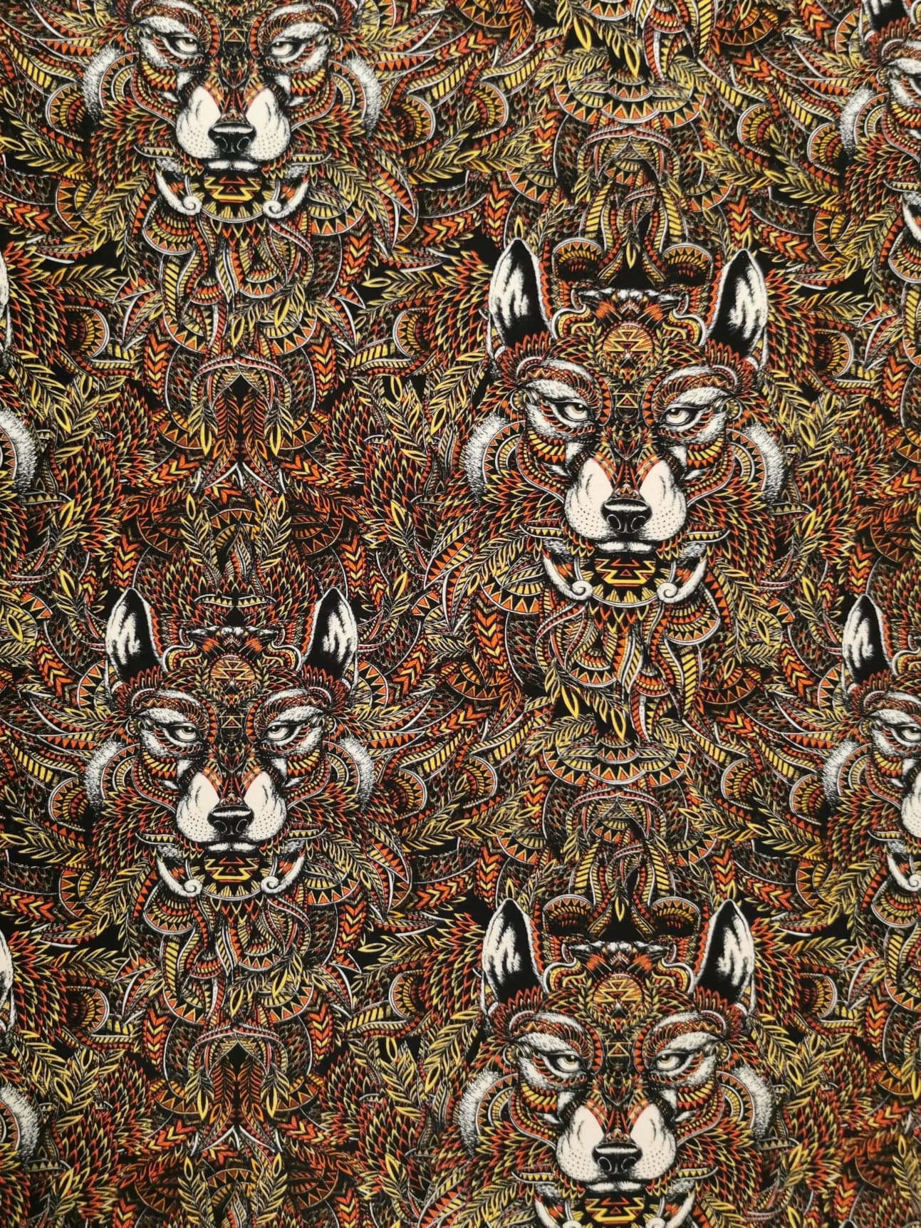 Terracotta Wolves French Terry £16.50 pm - UKStretchFabrics