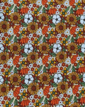 Retro Flowers Jersey Fabric £16.50pm