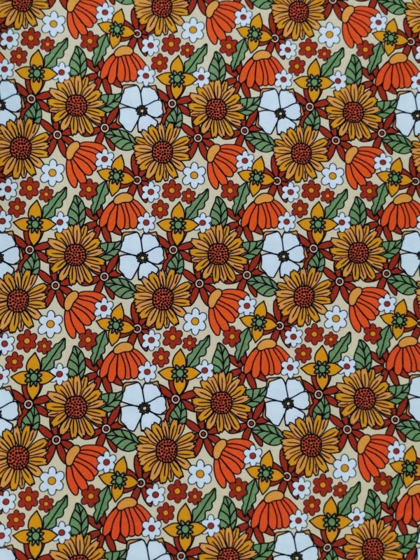 PREORDER Retro Flowers Jersey Fabric Due May 2024 £16.50pm 5