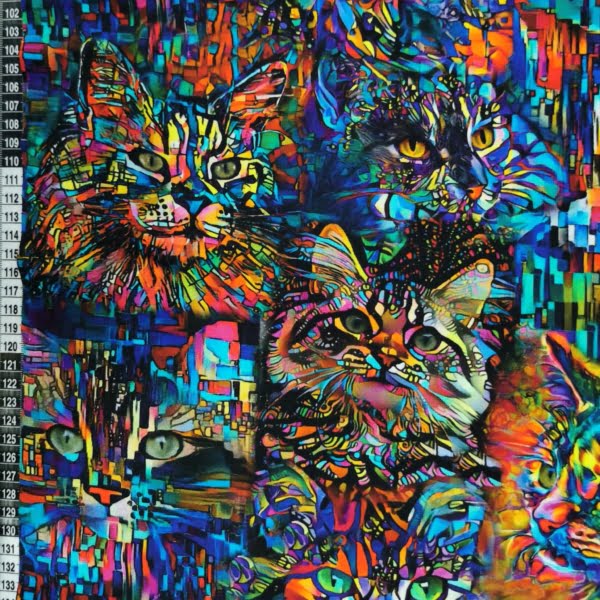 Mosaic Rainbow Cats Cotton Jersey £16.50pm (With Wholesale Pricing) 5