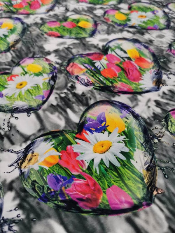Floral Hearts Valentines Cotton Lycra Jersey Stretch Fabric £16.50 pm 8