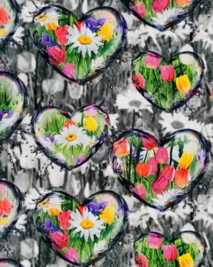 Floral Hearts Valentines Cotton Lycra Jersey Stretch Fabric £16.50 pm