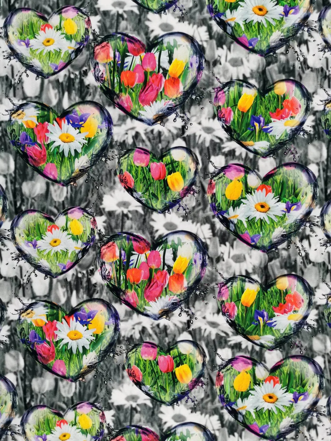 Floral Hearts Valentines Cotton Lycra Jersey Stretch Fabric £16.50 pm - Image 3