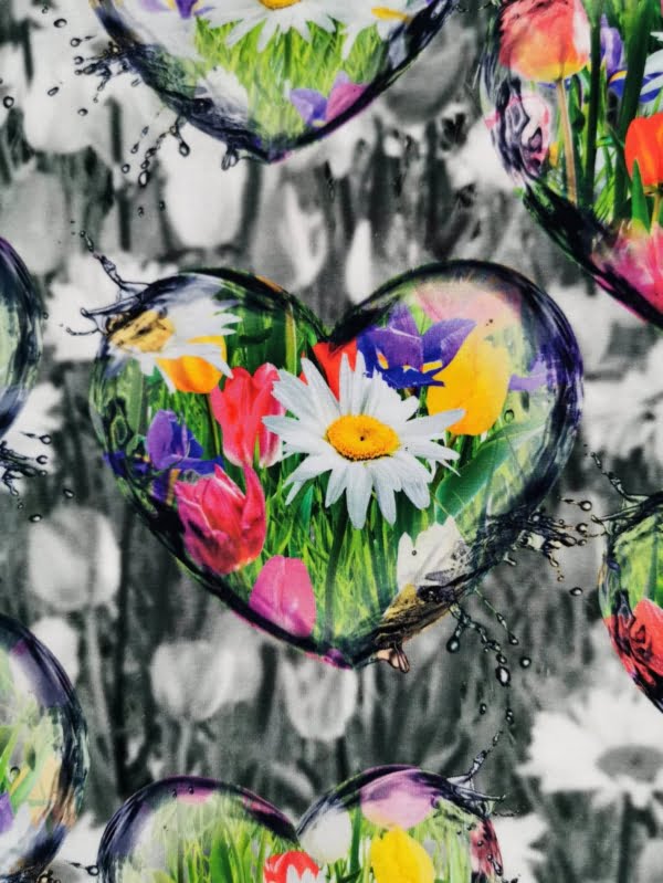 Floral Hearts Valentines Cotton Lycra Jersey Stretch Fabric £16.50 pm 4