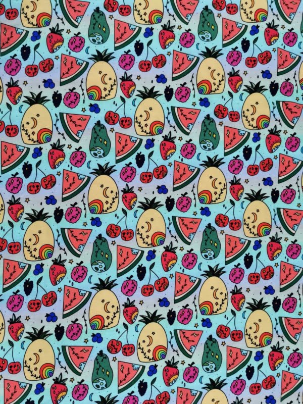 Fruity Rainbow Cotton Lycra Jersey Fabric £16.50pm (with wholesale pricing) 6