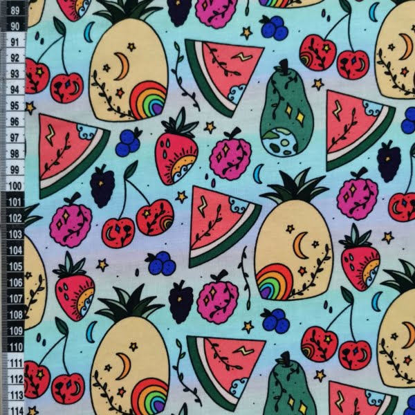 Fruity Rainbow Cotton Lycra Jersey Fabric £16.50pm (with wholesale pricing) 5