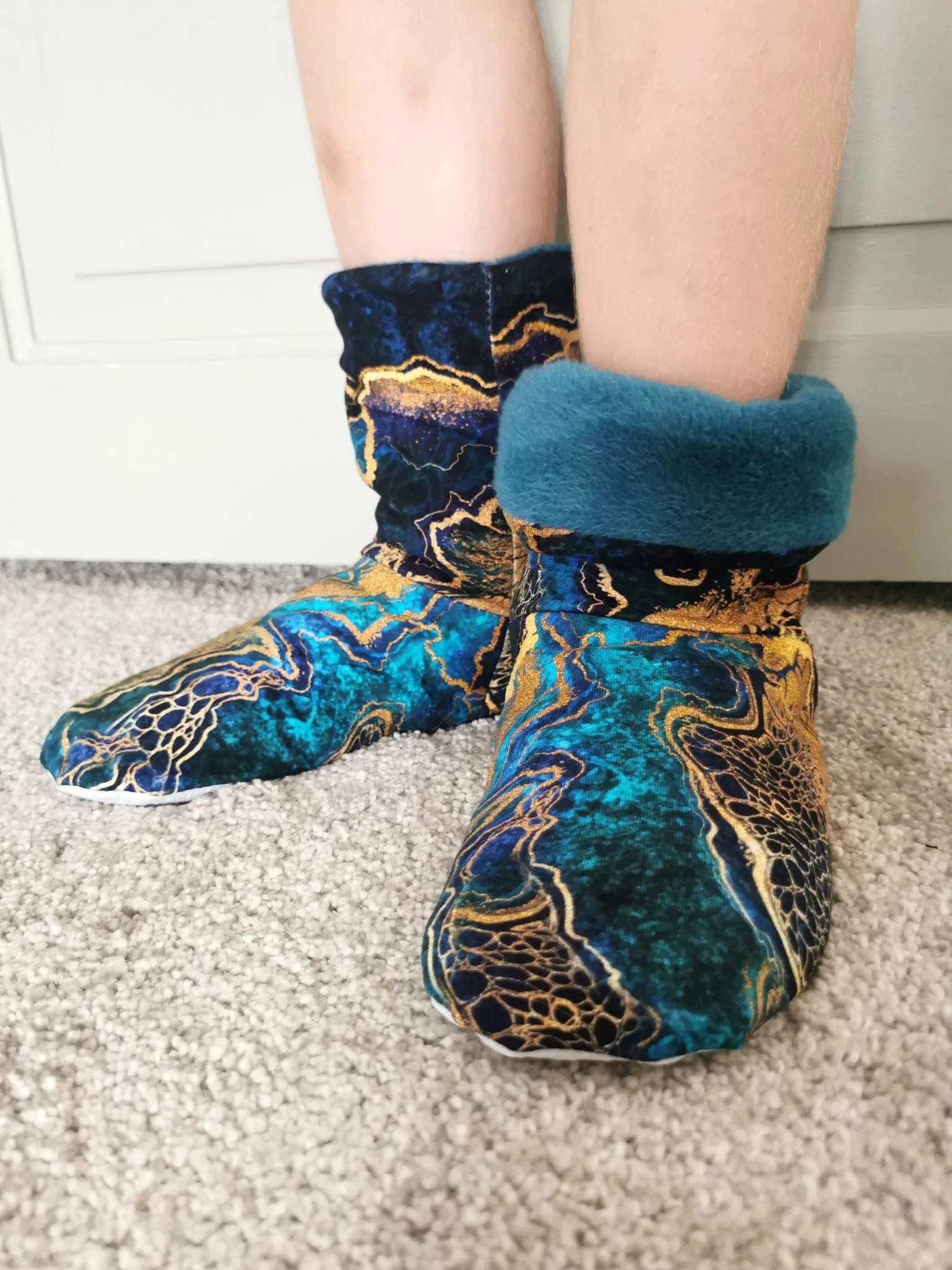 Blue & Gold Wave Cotton Lycra French Terry £16.50 pm - Image 7