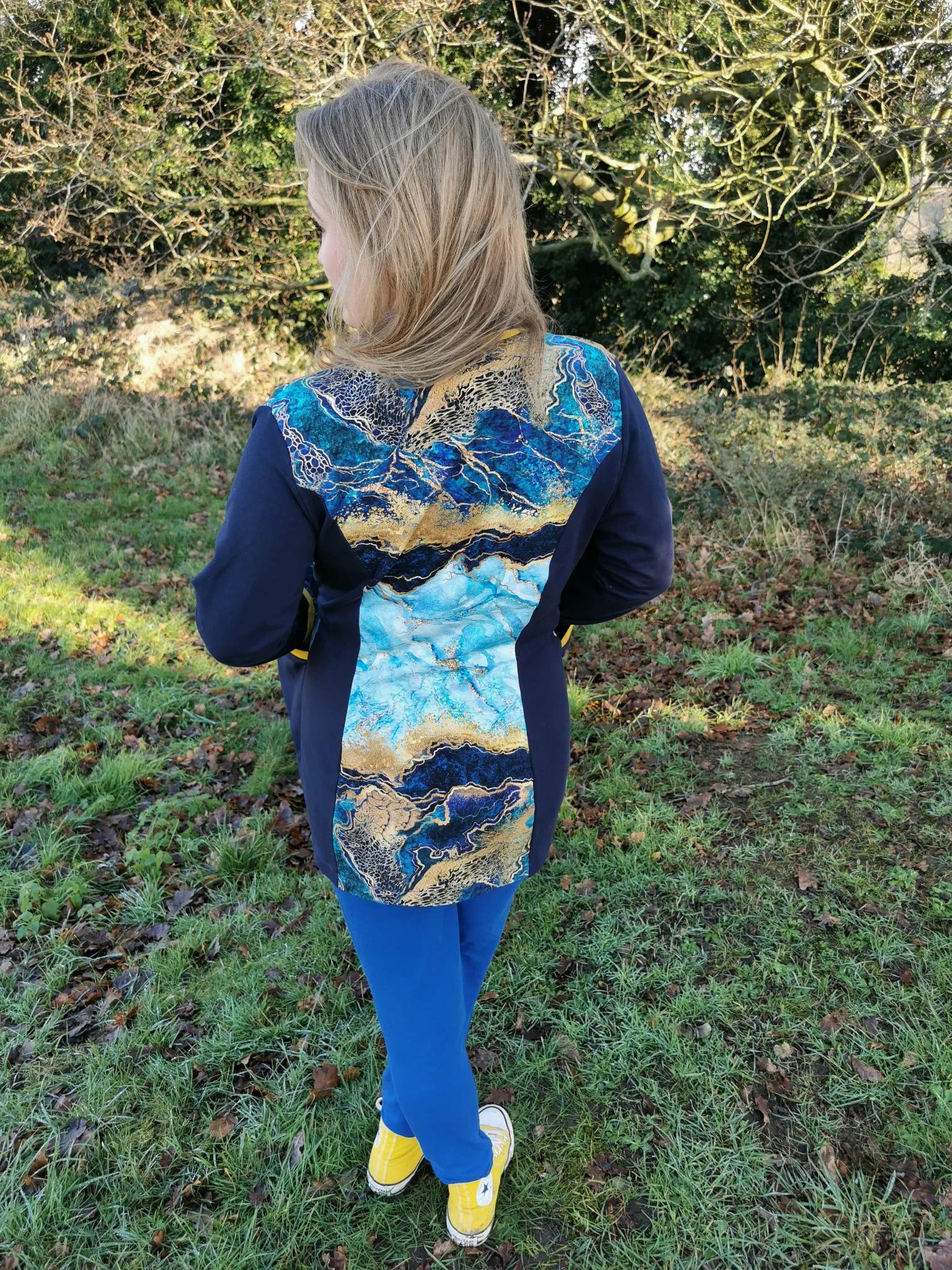 Blue & Gold Wave Cotton Lycra French Terry £16.50 pm - Image 16