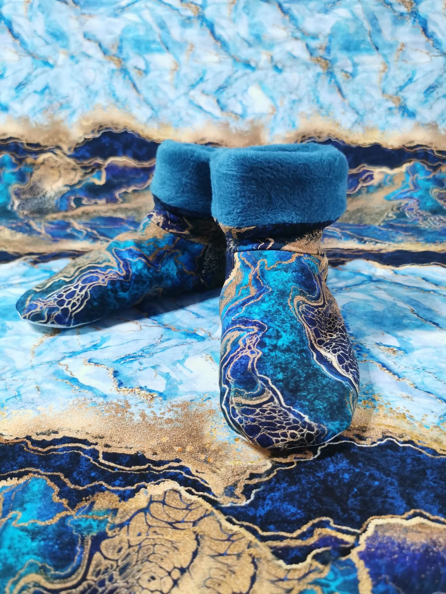 Blue & Gold Wave Cotton Lycra French Terry £16.50 pm - Image 18