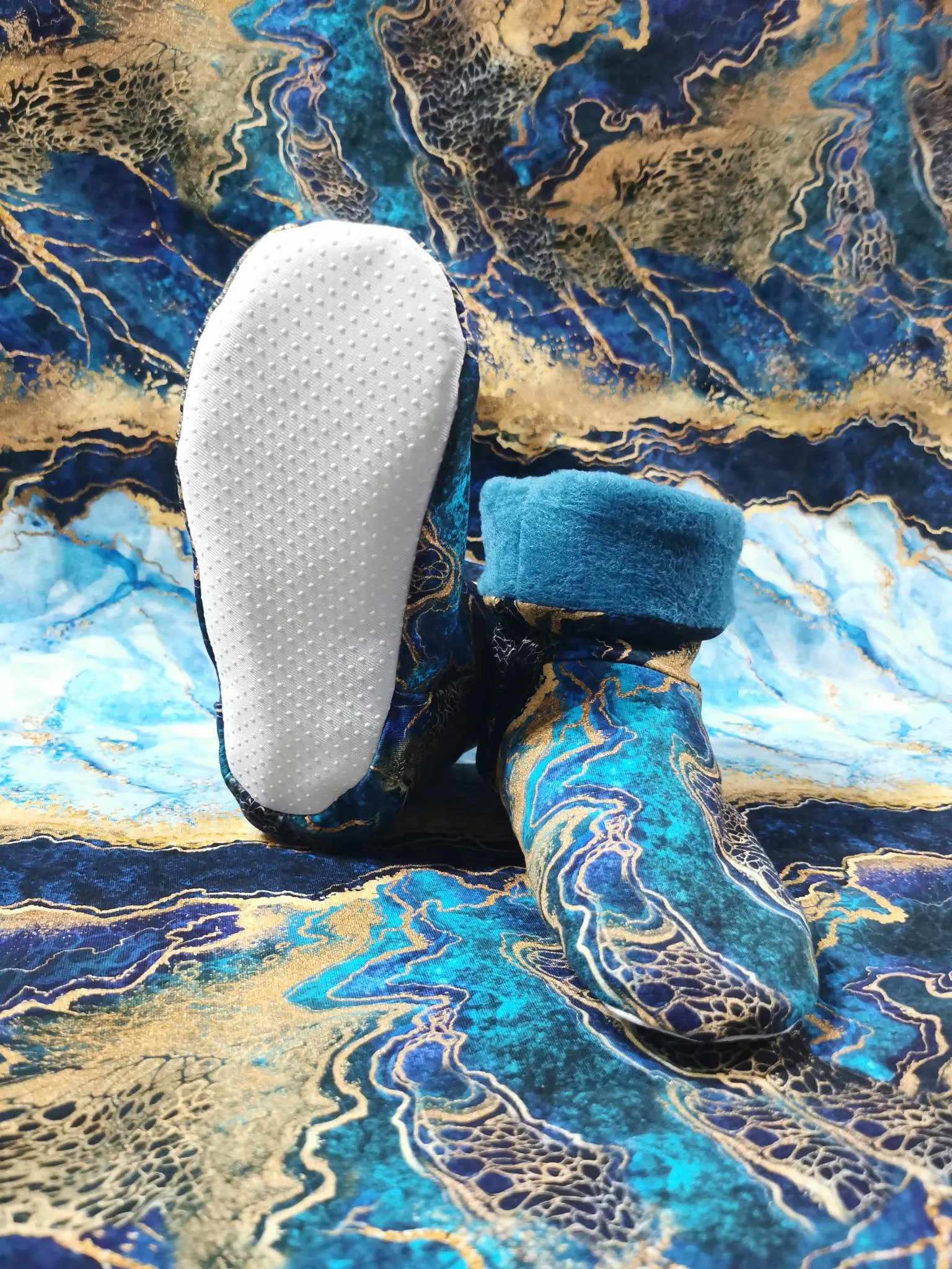 Blue & Gold Wave Cotton Lycra French Terry £16.50 pm - Image 13