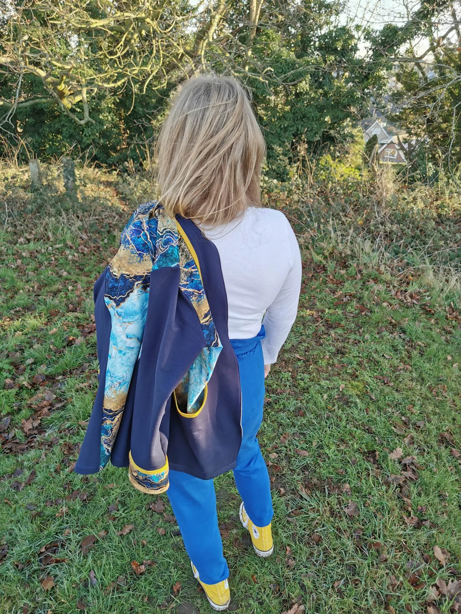 Blue & Gold Wave Cotton Lycra French Terry £16.50 pm - Image 15