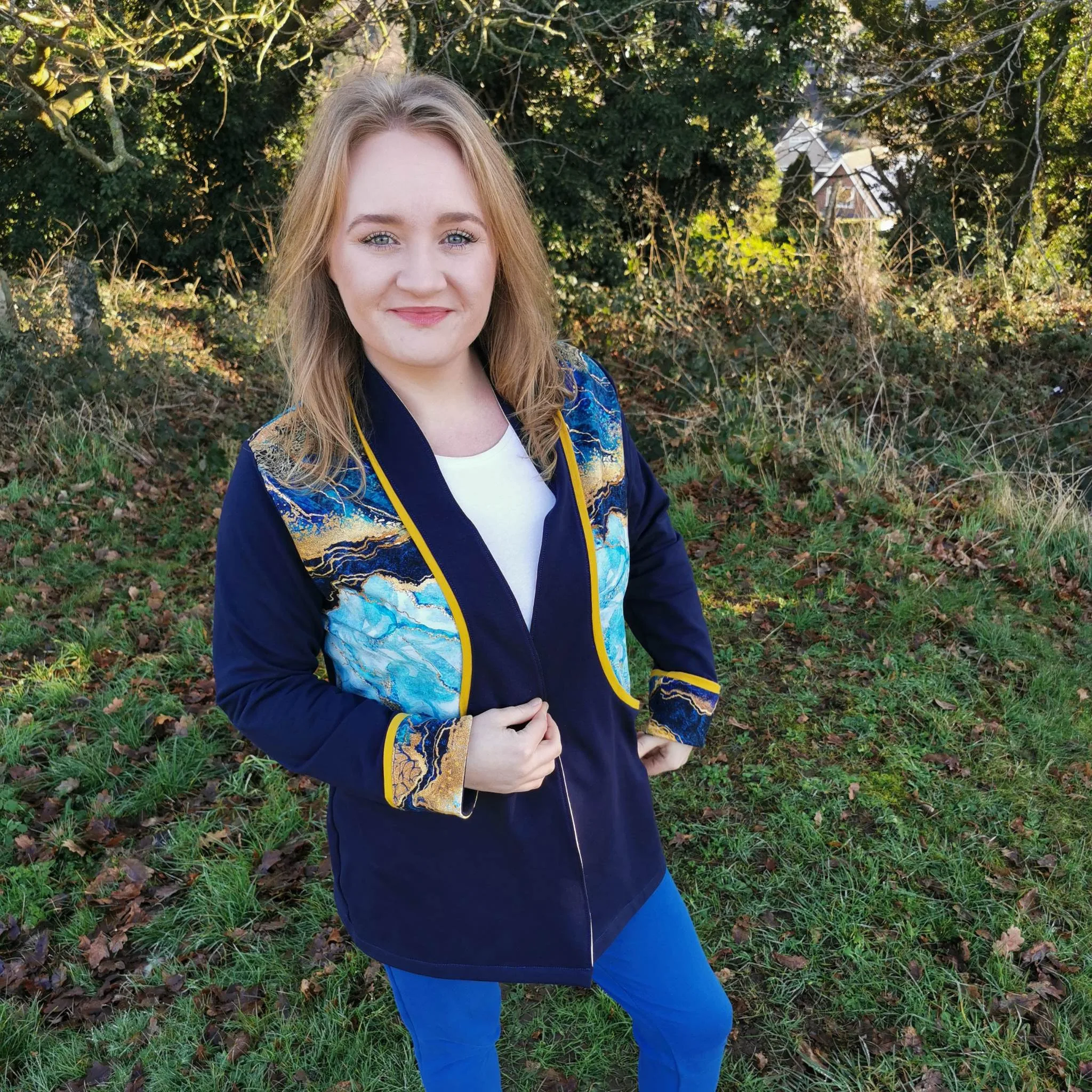 Blue & Gold Wave Cotton Lycra French Terry £16.50 pm - Image 5