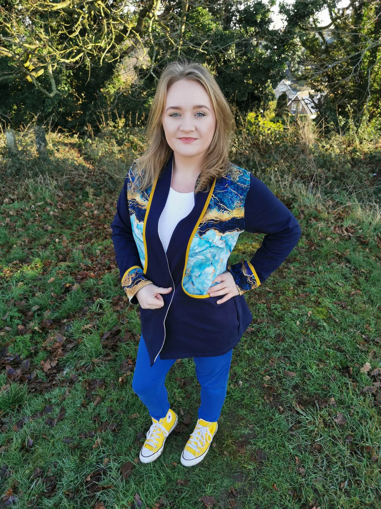 Blue & Gold Wave Cotton Lycra French Terry £16.50 pm - Image 14