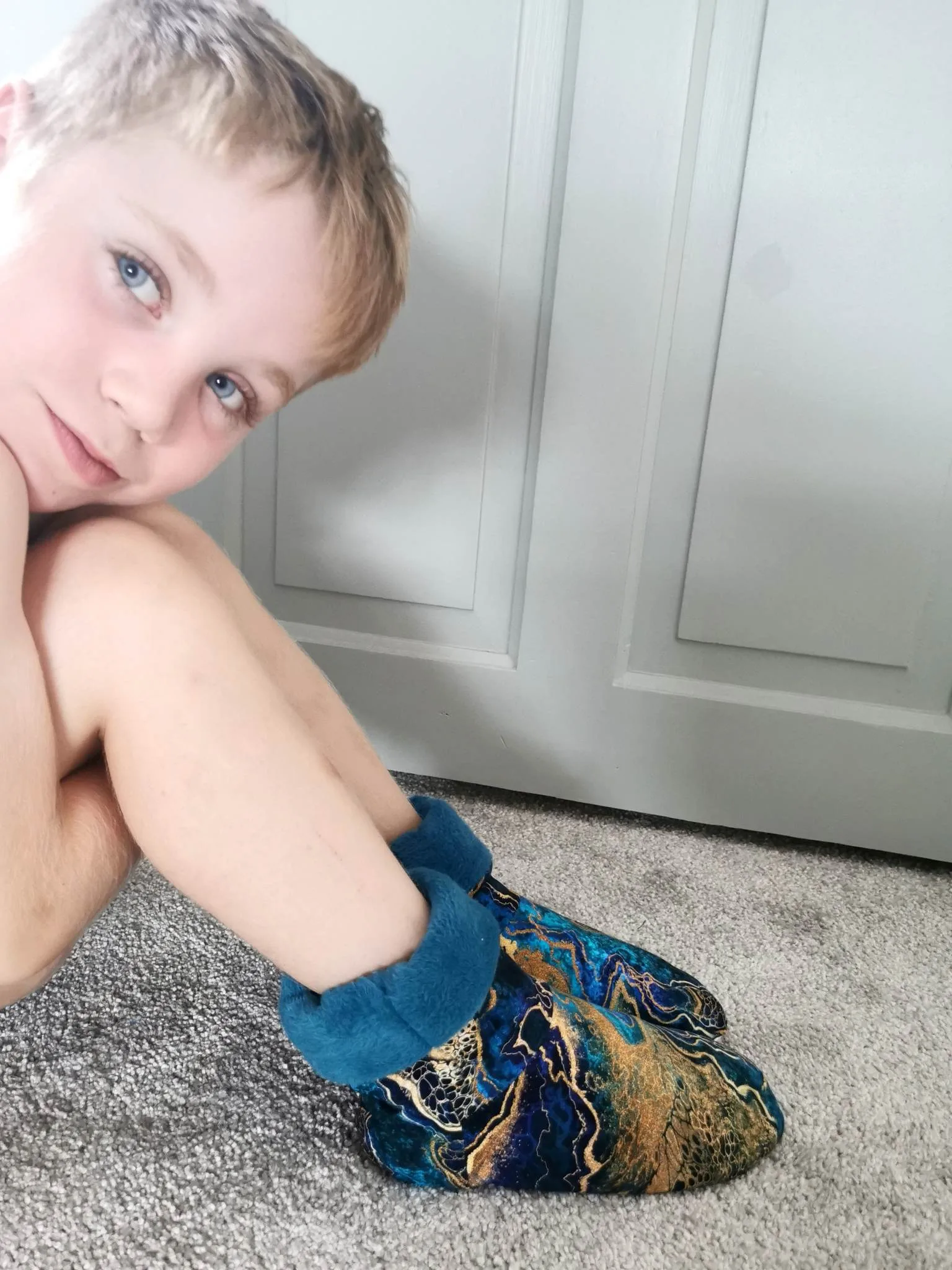 Blue & Gold Wave Cotton Lycra French Terry £16.50 pm - Image 6