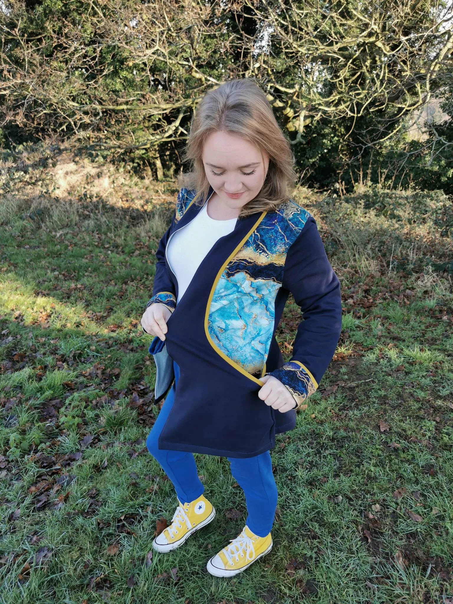 Blue & Gold Wave Cotton Lycra French Terry £16.50 pm - Image 17