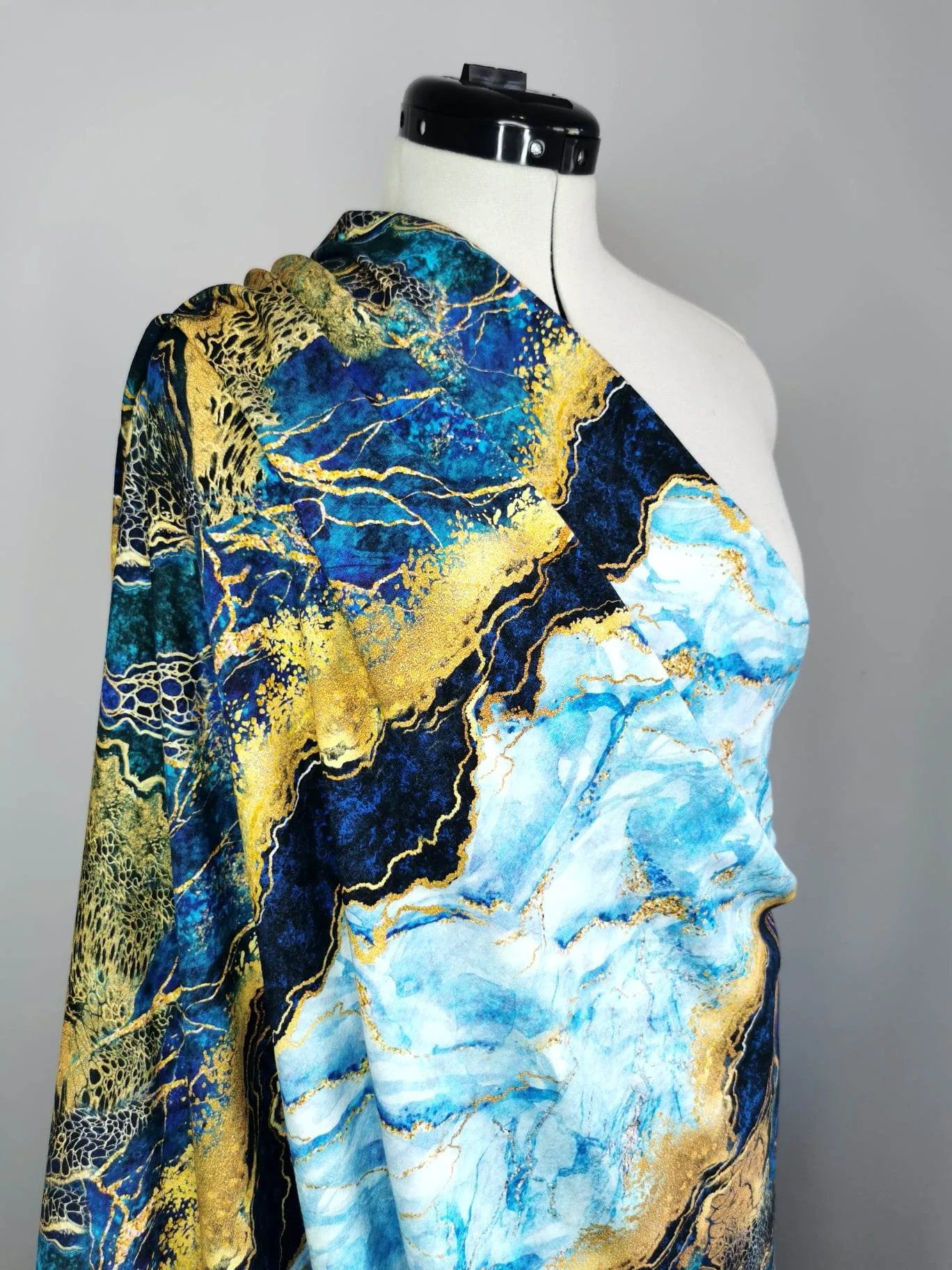 Blue & Gold Wave Cotton Lycra French Terry £16.50 pm - Image 8