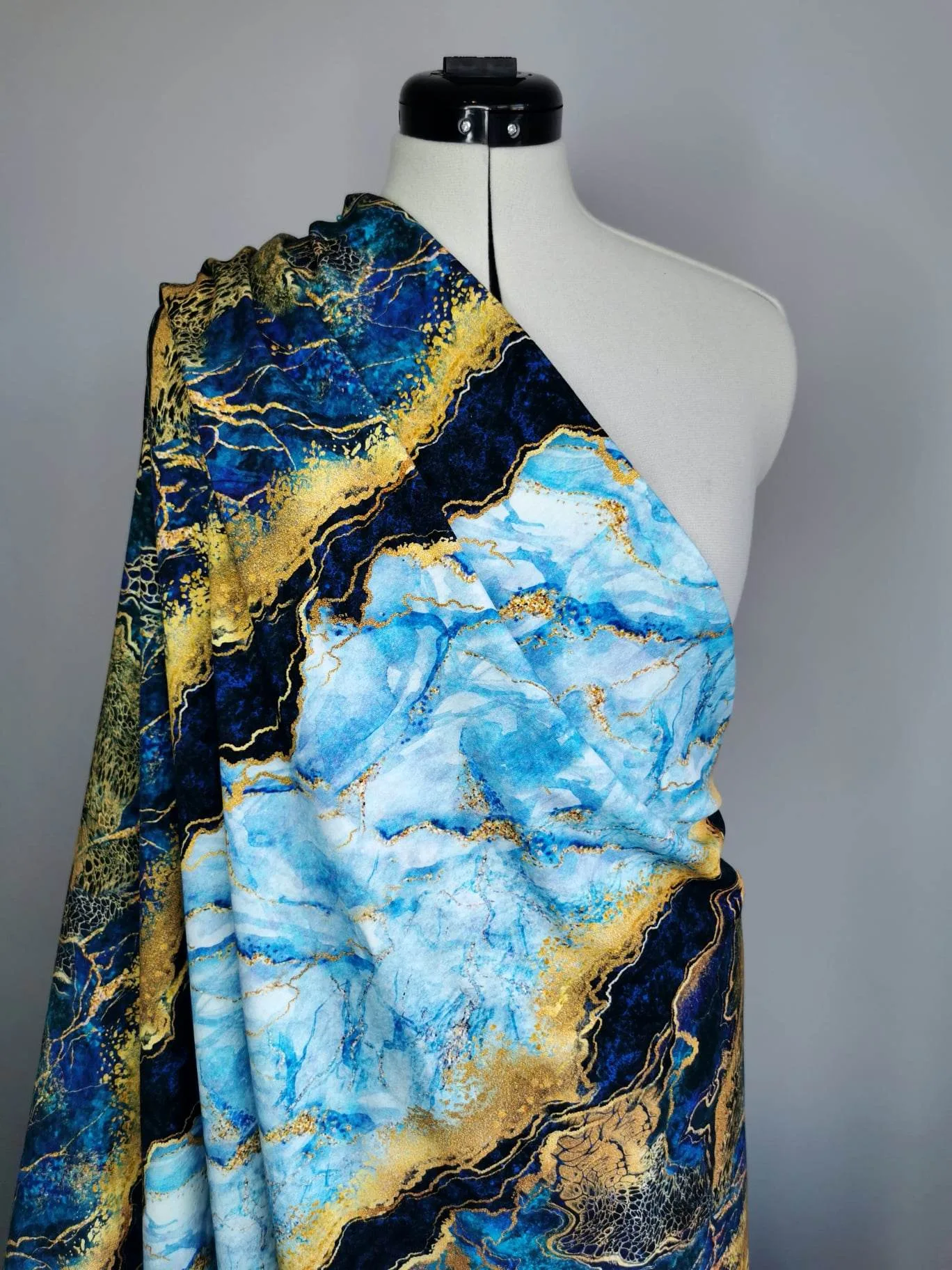 Blue & Gold Wave Cotton Lycra French Terry £16.50 pm - Image 2