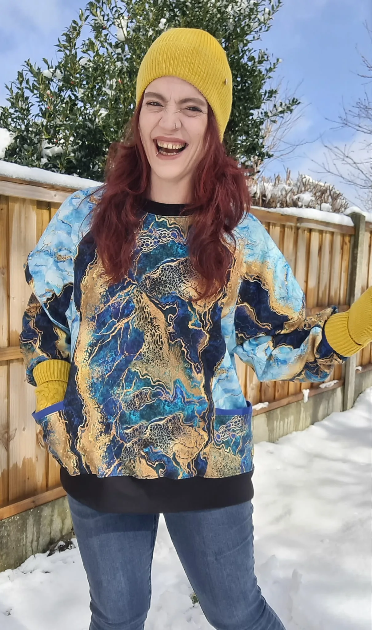 Blue & Gold Wave Cotton Lycra French Terry £16.50 pm - Image 11