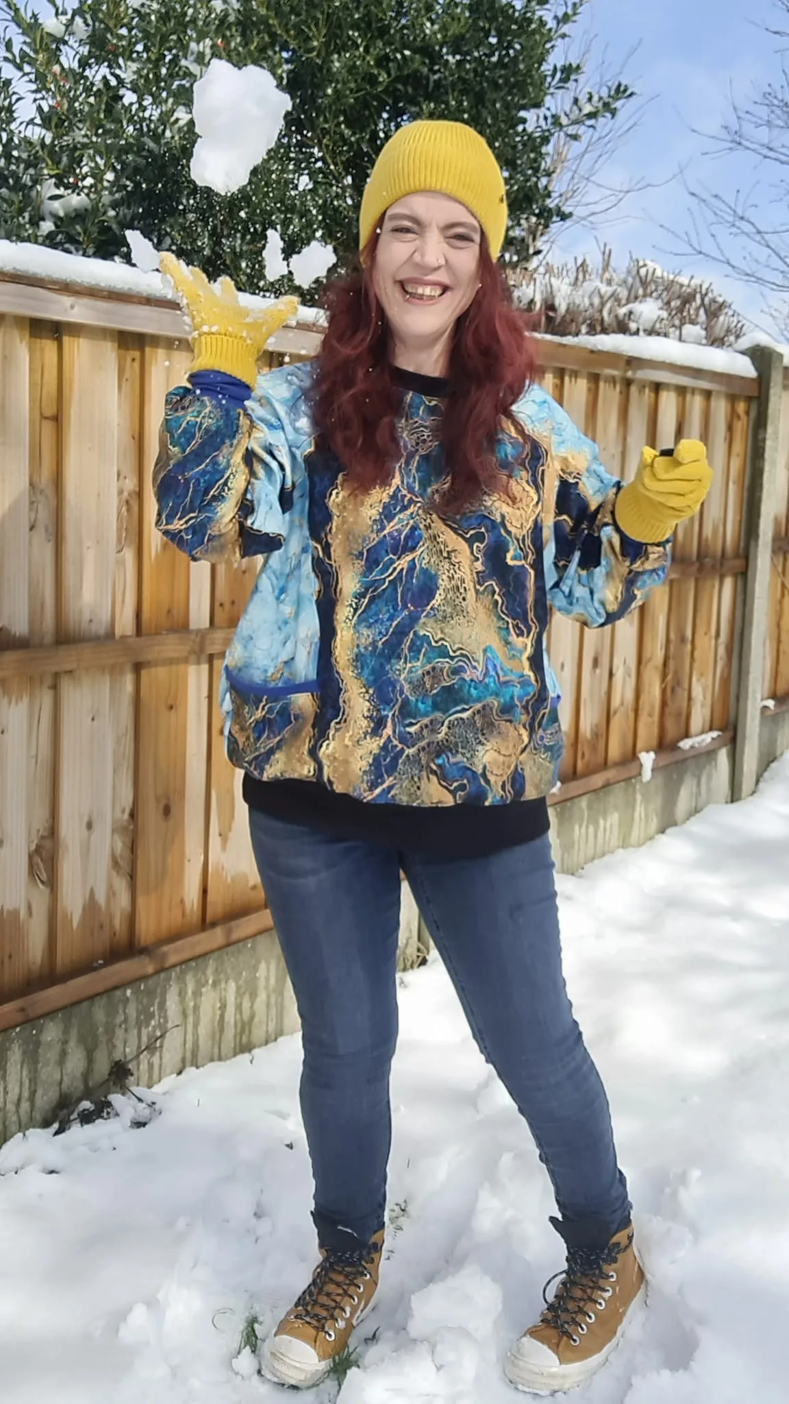 Blue & Gold Wave Cotton Lycra French Terry £16.50 pm - Image 19