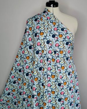 GOTS ORGANIC Blue Fruity Lemon Jersey Fabric £15pm