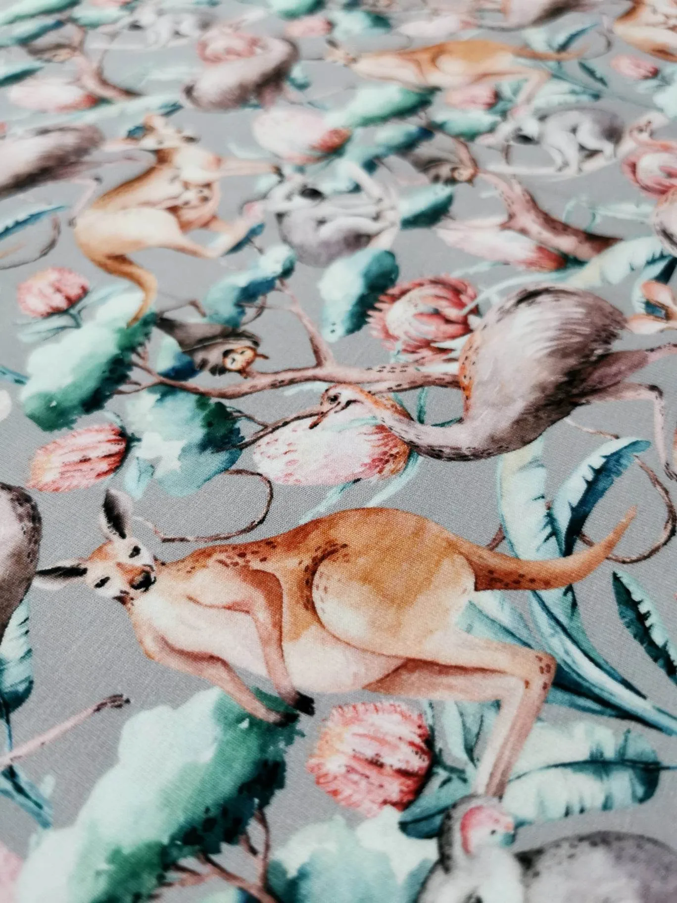 GOTS ORGANIC Navy Australian Animals Jersey Fabric £15pm 3