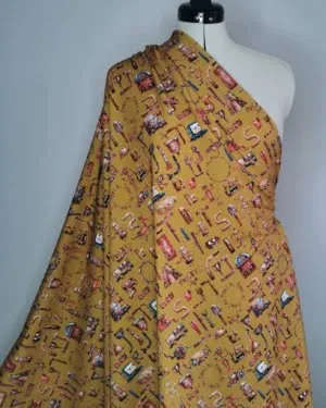 GOTS ORGANIC Rust Bucket Robot Jersey Fabric £15pm