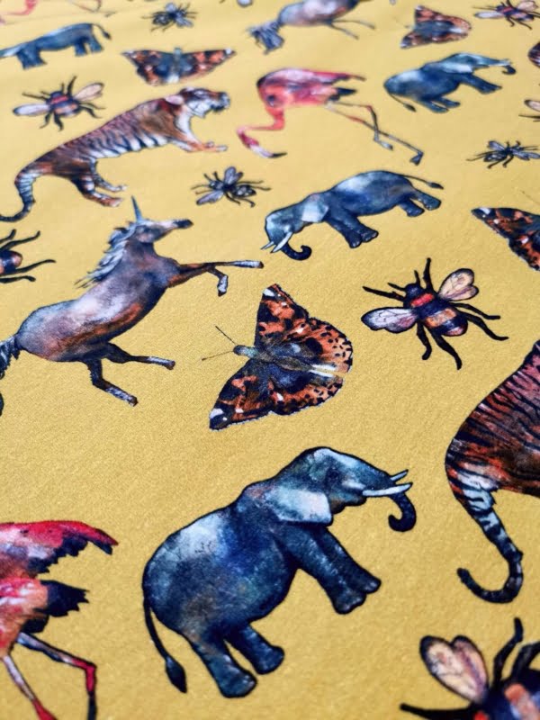 Mustard Zoo Animals Jersey Fabric £15pm 4