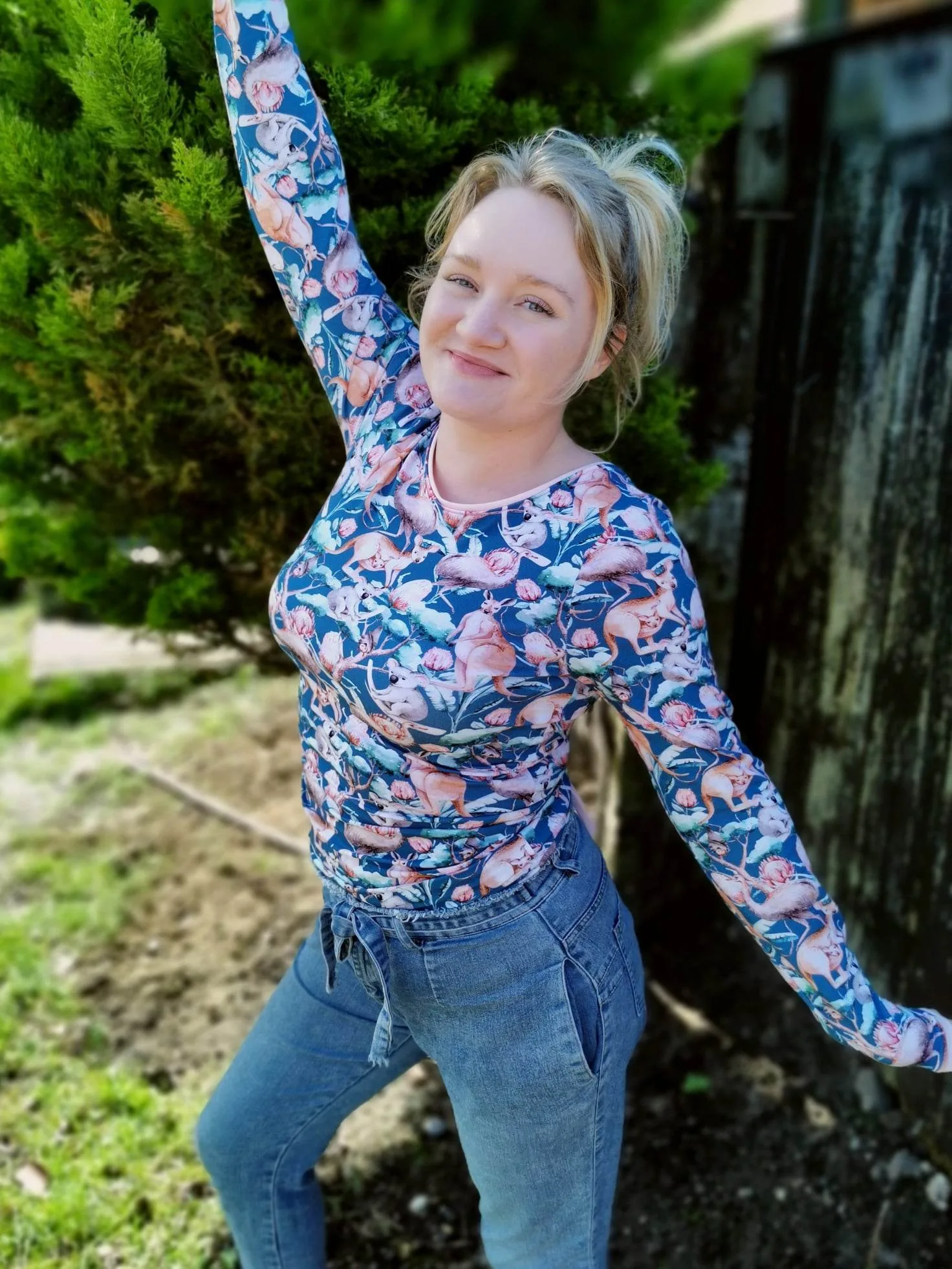 GOTS ORGANIC Navy Australian Animals Jersey Fabric £15pm - Image 5