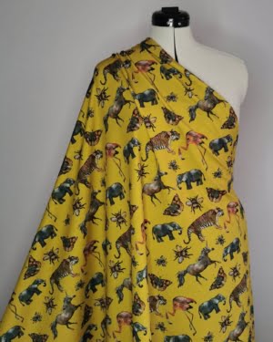 Mustard Zoo Animals Jersey Fabric £15pm