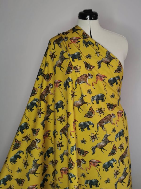 Mustard Zoo Animals Jersey Fabric £15pm 5