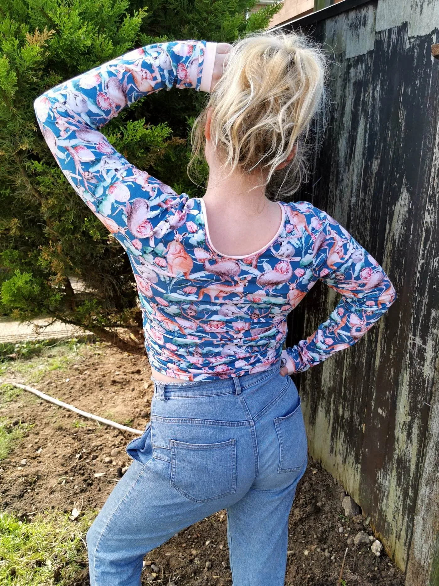 GOTS ORGANIC Navy Australian Animals Jersey Fabric £15pm - Image 3