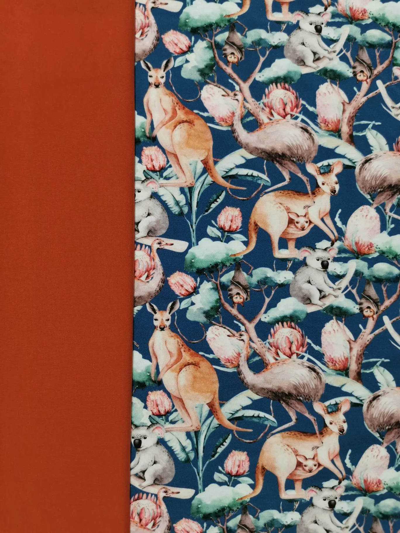 GOTS ORGANIC Navy Australian Animals Jersey Fabric £15pm - Image 10