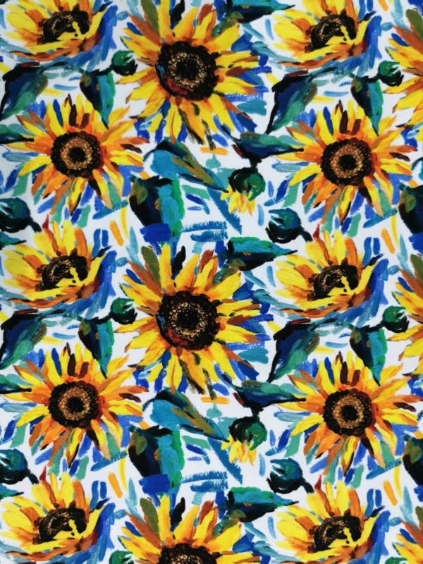 Bamboo Jersey Summer Sunflower Fabric