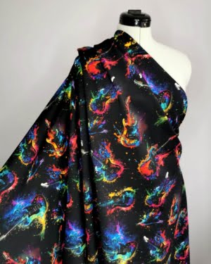 Rainbow Guitar French Terry Stretch Fabric £16.50pm (With Wholesale Pricing)