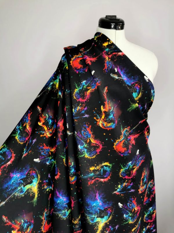 Rainbow Guitar French Terry Stretch Fabric £16.50pm (With Wholesale Pricing) 5