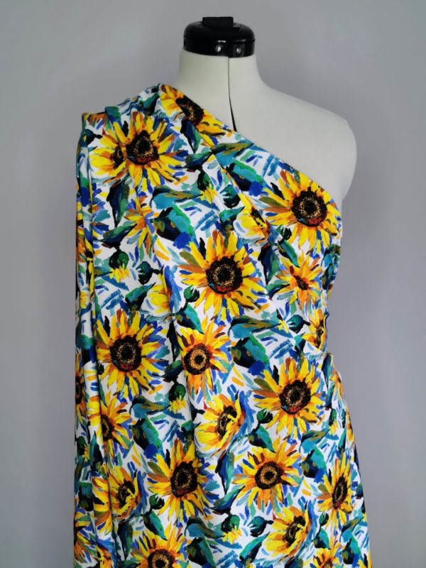 Bamboo Jersey Summer Sunflower Fabric