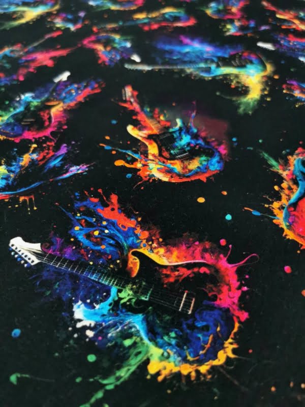 Rainbow Guitar French Terry Stretch Fabric £16.50pm (With Wholesale Pricing) 4