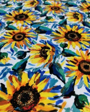 Irresistible Bamboo Jersey Summer Sunflower Fabric £16.50pm (With Wholesale Pricing)
