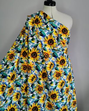 Irresistible Bamboo Jersey Summer Sunflower Fabric £16.50pm (With Wholesale Pricing)