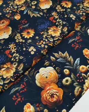 Luxurious Autumn Floral French Terry Fabric £16.50pm