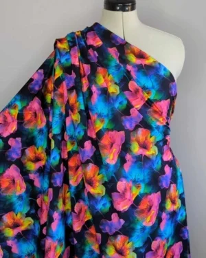 Rainbow Poppy Cotton Lycra Jersey Fabric £16.50pm