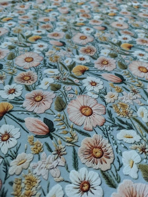 High quality Floral French Terry Stretch Fabric 3d effect