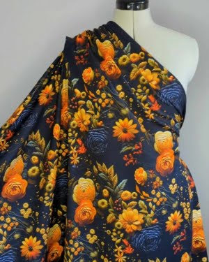 Luxurious Autumn Floral French Terry Fabric £16.50pm