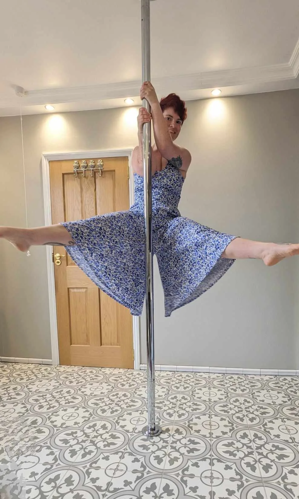 Blue Ditsy Floral Cotton Lycra Jersey Fabric