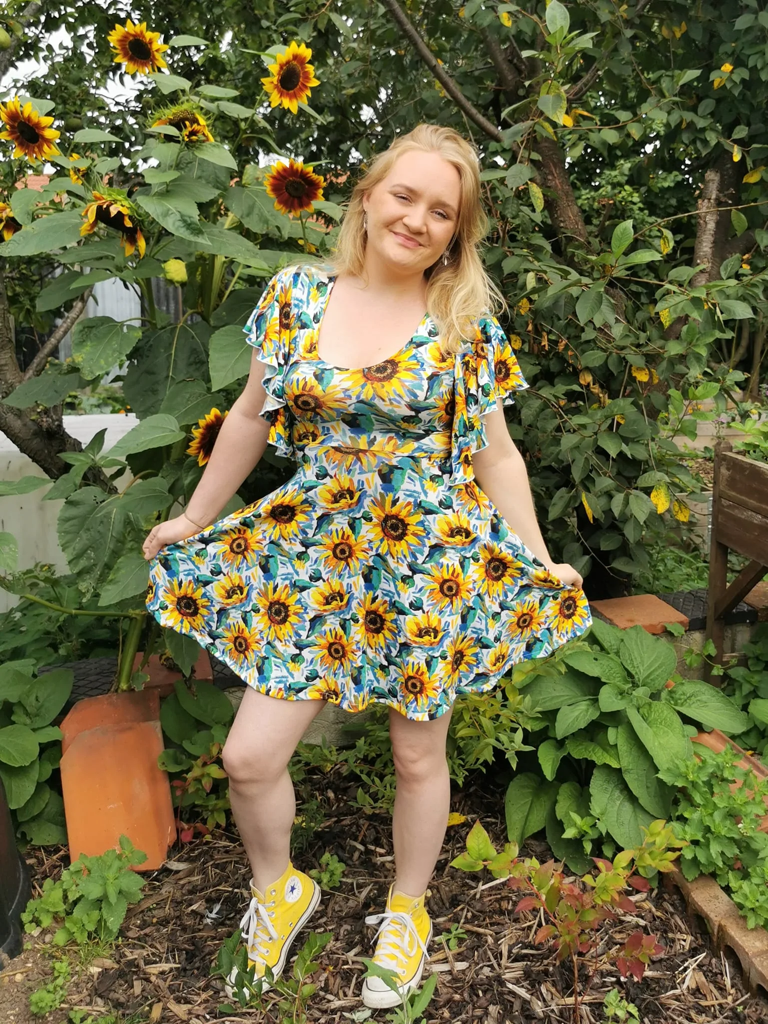 Irresistible Bamboo Jersey Summer Sunflower Fabric £16.50pm (With Wholesale Pricing) 25 Bamboo Jersey Summer Sunflower Fabric